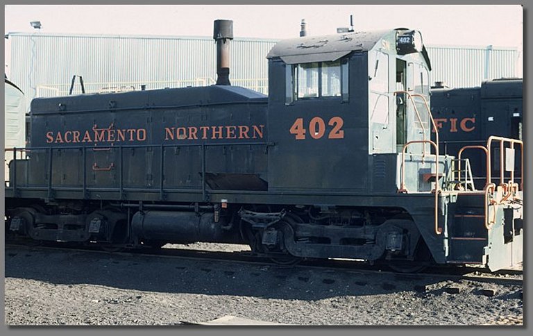 Sacramento Northern switcher, Stockton WP yard, July 1981