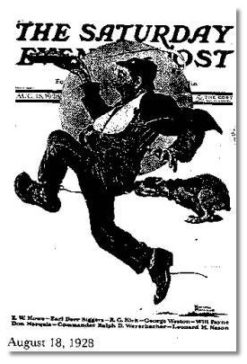 a hobo carrying an obviously stolen pie, being pursued by a dog