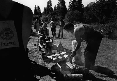 The trading blanket: Hoppers negotiate for train patches, old railroad spikes, hand warmers, etc.