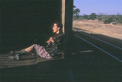On the way to the Dunsmuir Hobo Gathering, Clare practices hobo songs on her ukulele