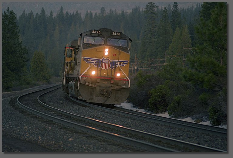 Southbound train at north switch, Black Butte