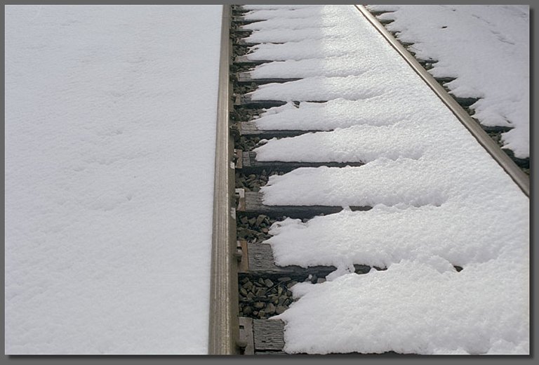 Snow on tracks, Black Butte