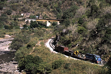 Work train at bottom of hill at Temoris