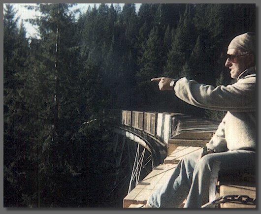 Riding tops over trestle - Siskiyou Line